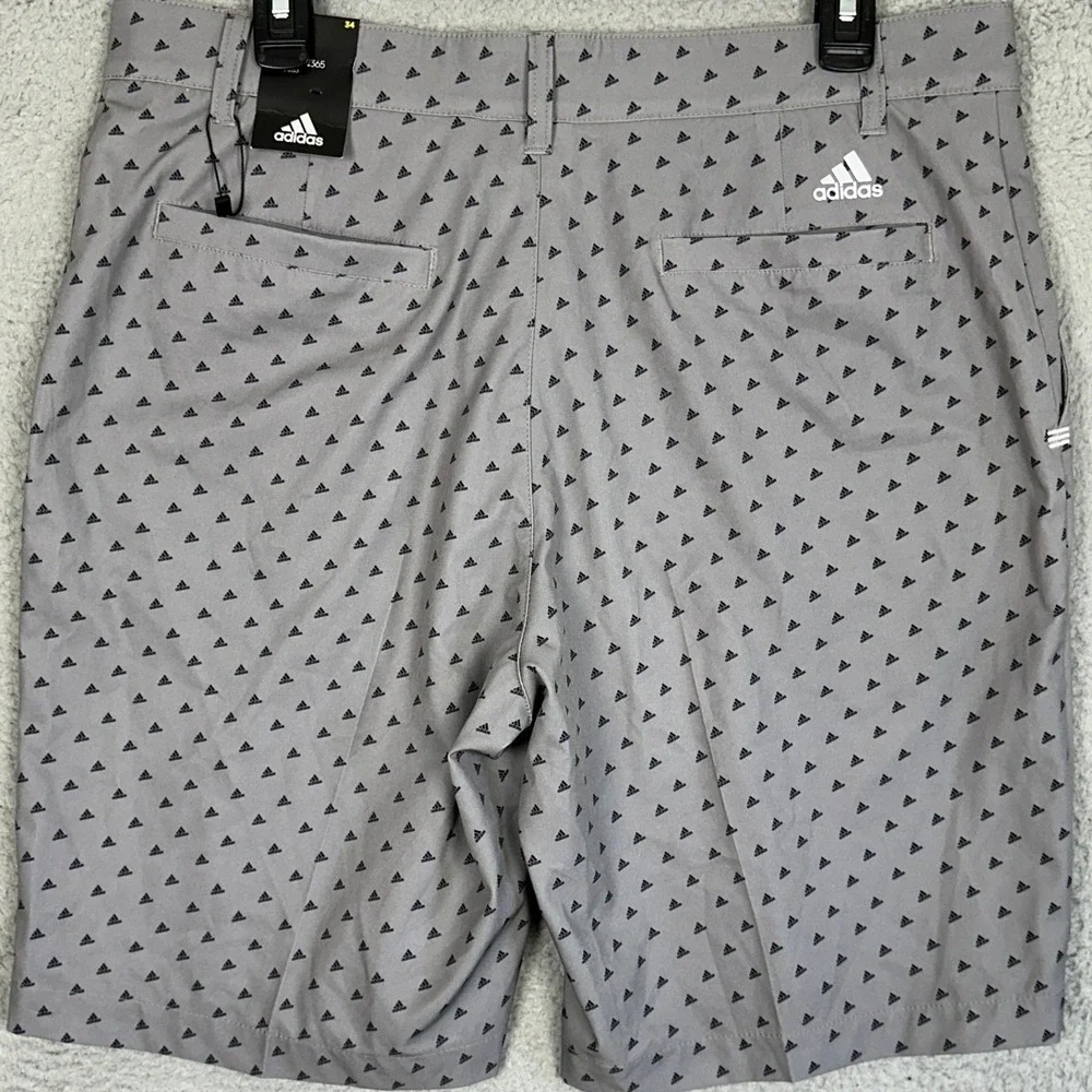 NEW Adidas Ultimate365 Shorts Mens 34 Grey Golf Allover Logo Print Chino Stretch